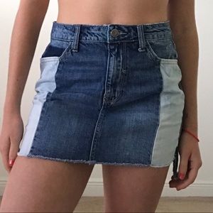 Multi-shade denim skirt